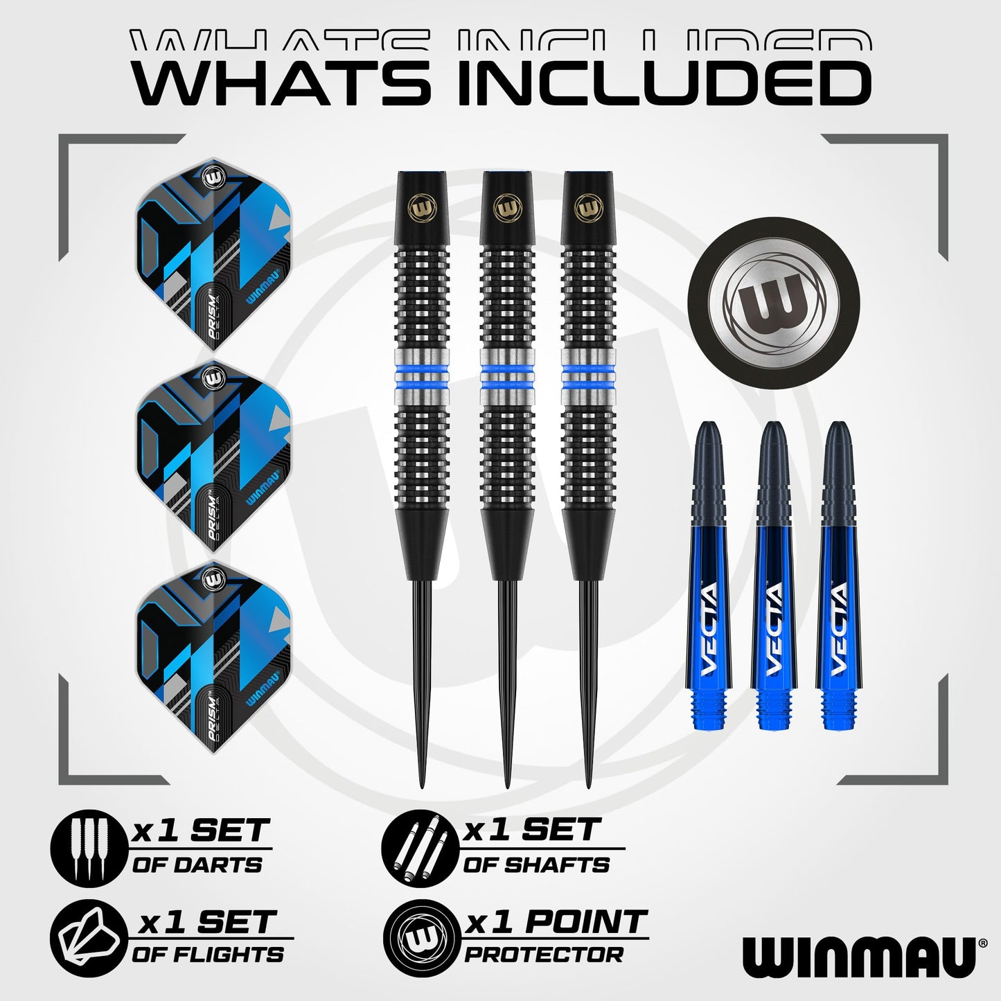 WINMAU Darts Galactics 90% Professional Tungsten Darts Set with Dart Flights and Dart Shafts (Stems) - Available weights 18g Soft Tip 24g and 26g Steel Tip
