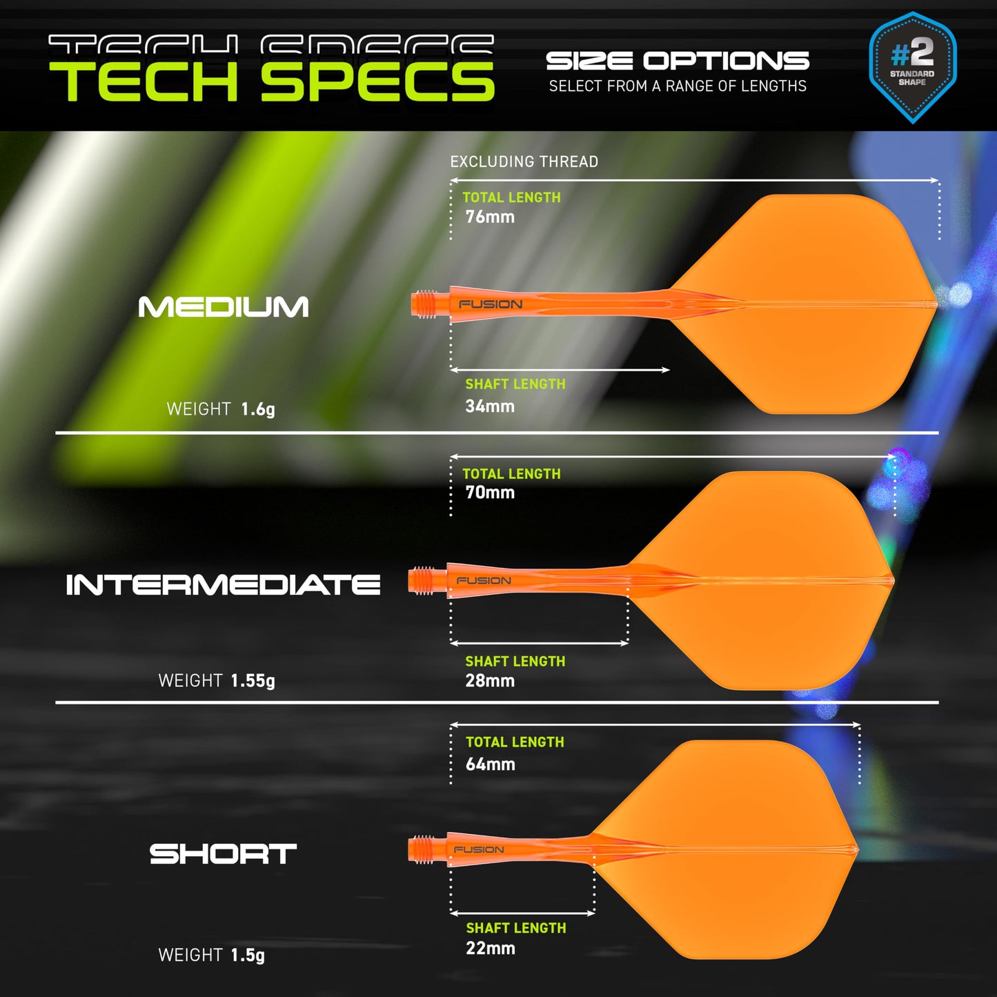 WINMAU Fusion Intergrated Dart Flight and Shaft System - 1 set per pack (3 flights and shafts in total)