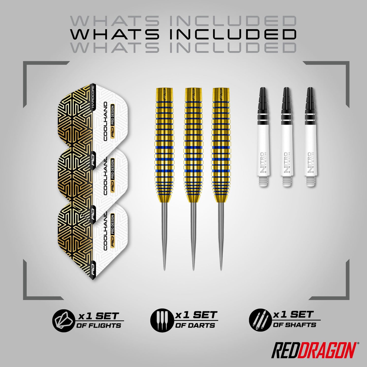 RED DRAGON Luke Humphries TX Series Premium Tungsten Darts Set with Flights and Stems