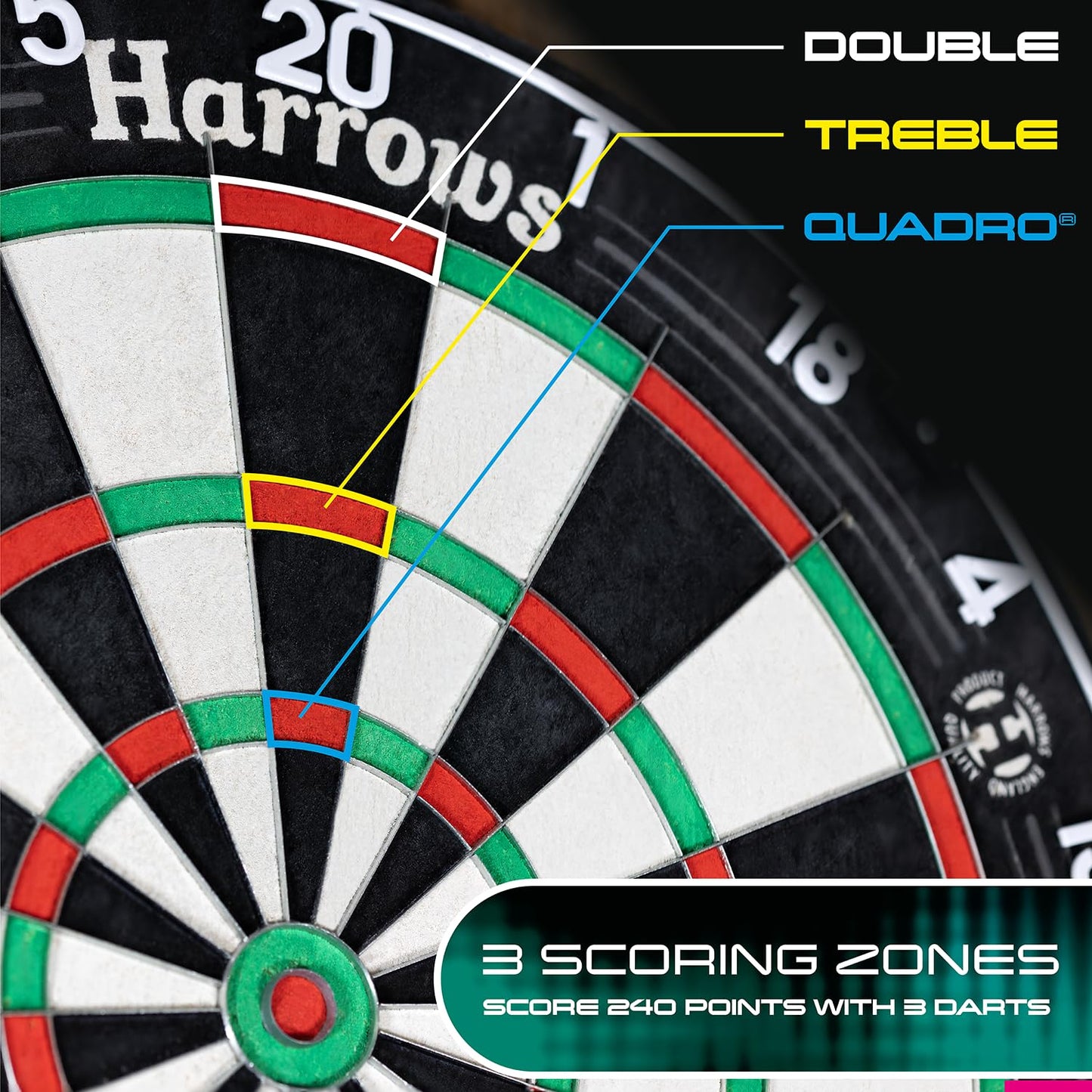 Harrows Dart Boards I Dartboard Official Size I Darts Board with Ultra Thin Knife Wire for Maximum Scoring I Compatible with Dart Board Stand, Dart Board Lighting, Dartboard Cabinet