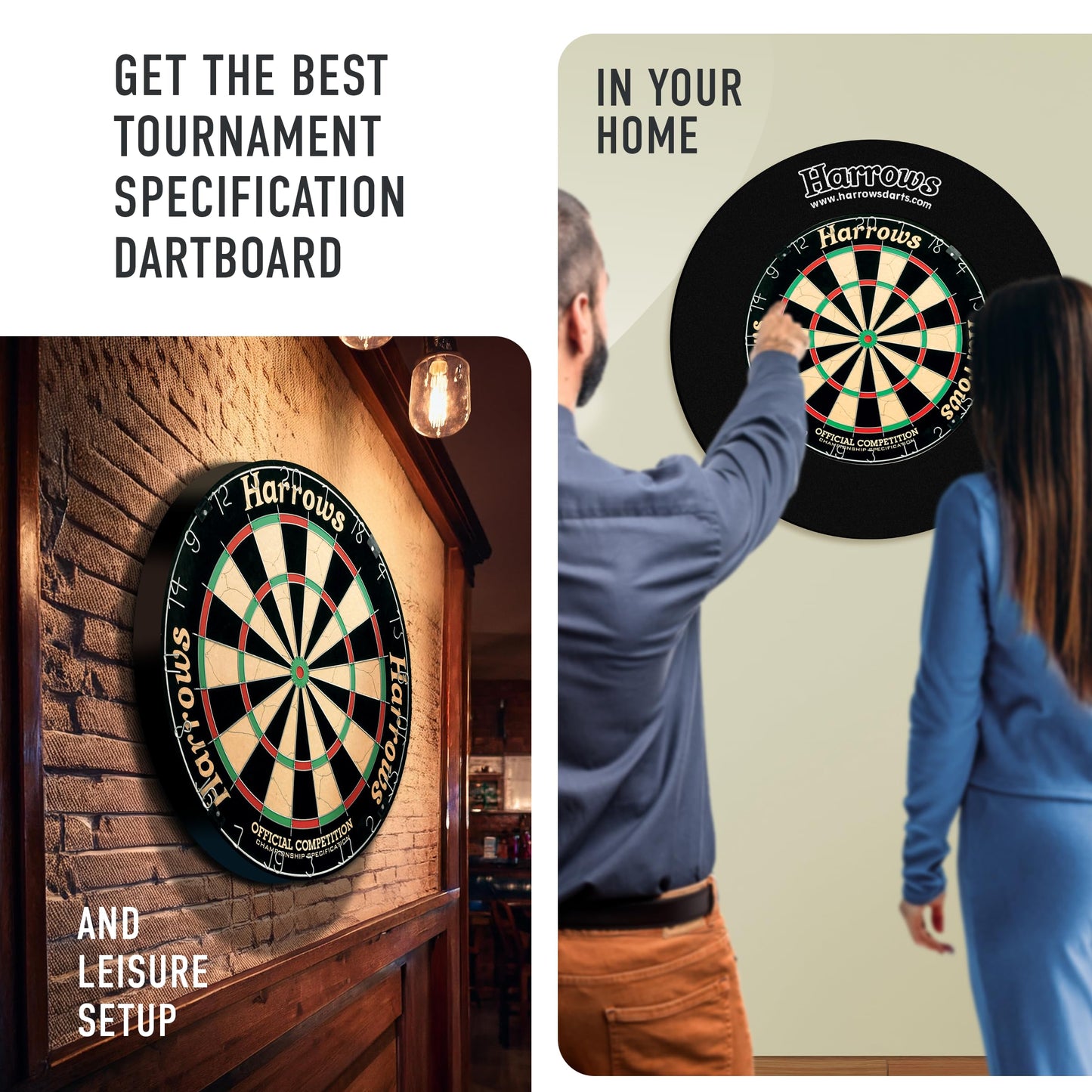 Harrows Dart Boards I Dartboard Official Size I Darts Board with Ultra Thin Knife Wire for Maximum Scoring I Compatible with Dart Board Stand, Dart Board Lighting, Dartboard Cabinet