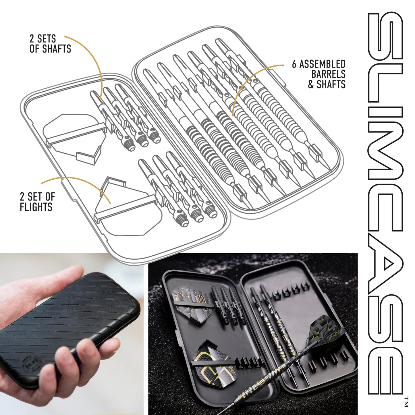 Harrows Opus Darts Set I Professional Darts 90% Tungsten Steel Tip ALL Weights Pro Darts I Huge 16pc Set with Carbon ST Shafts, Opus Flights & FREE Slimcase Darts Case