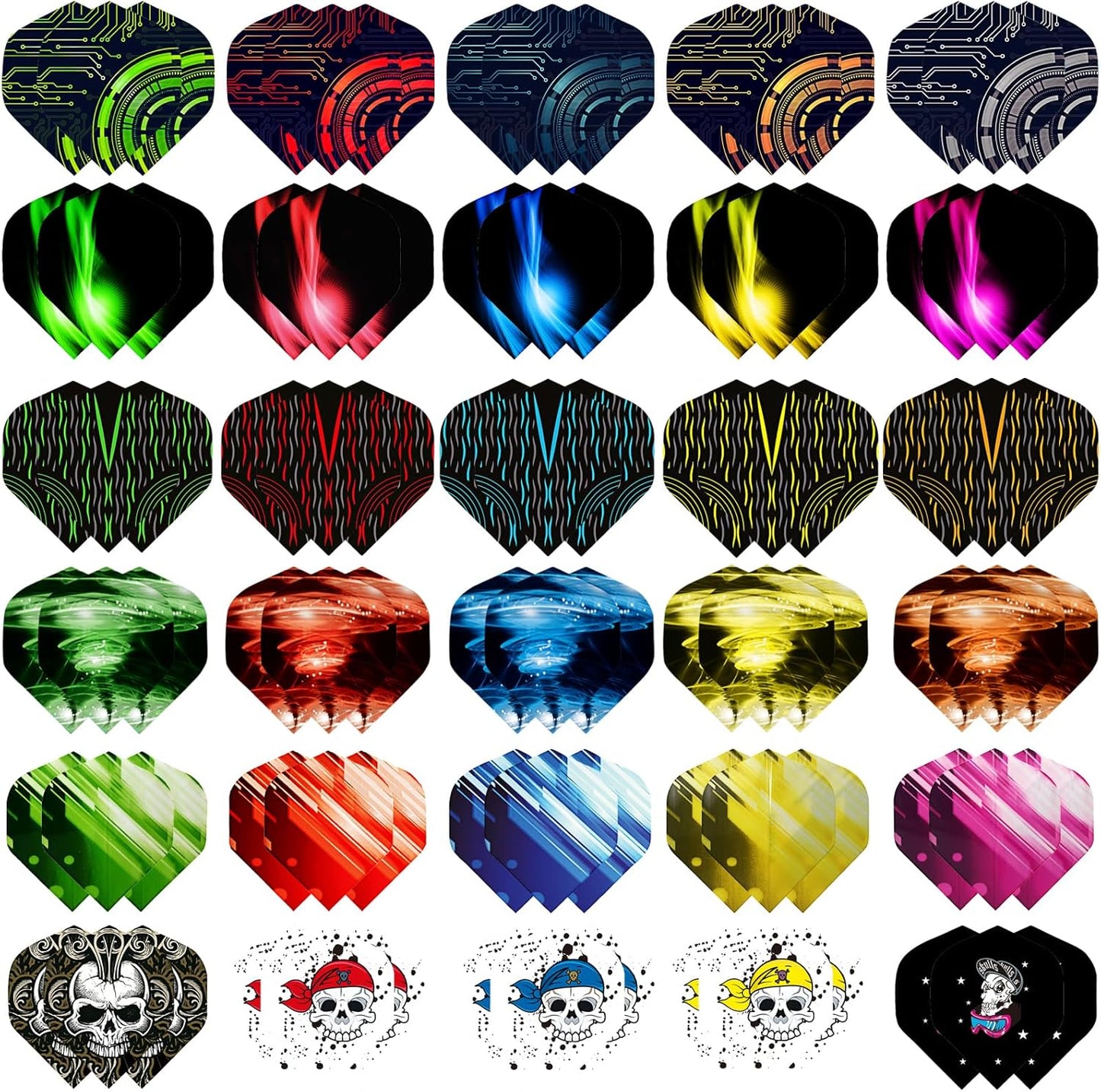 WLHGH Dart Flights, 6 Styles 30 Sets 90 Pieces PET Standard Accessories for Darts, Perfect Equipment for Soft/Steel Tip Darts Games (6 Styles 30 Sets 90 Pieces)