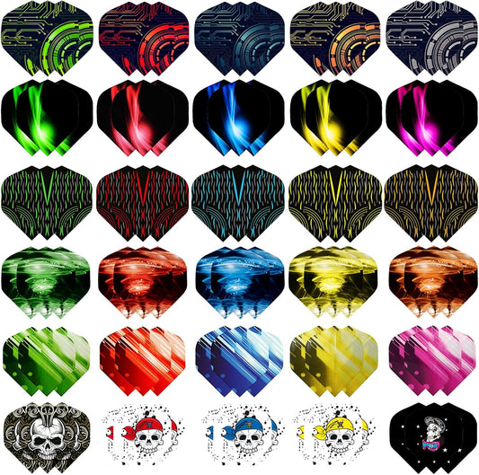WLHGH Dart Flights, 6 Styles 30 Sets 90 Pieces PET Standard Accessories for Darts, Perfect Equipment for Soft/Steel Tip Darts Games (6 Styles 30 Sets 90 Pieces)