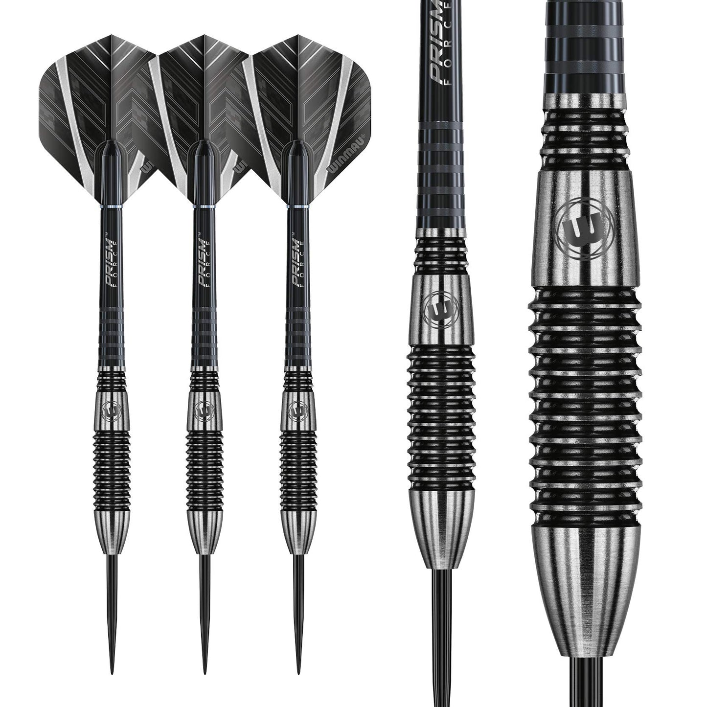WINMAU Blackout Professional Steel Tip Tungsten Darts with Flights and Stems (Waves)