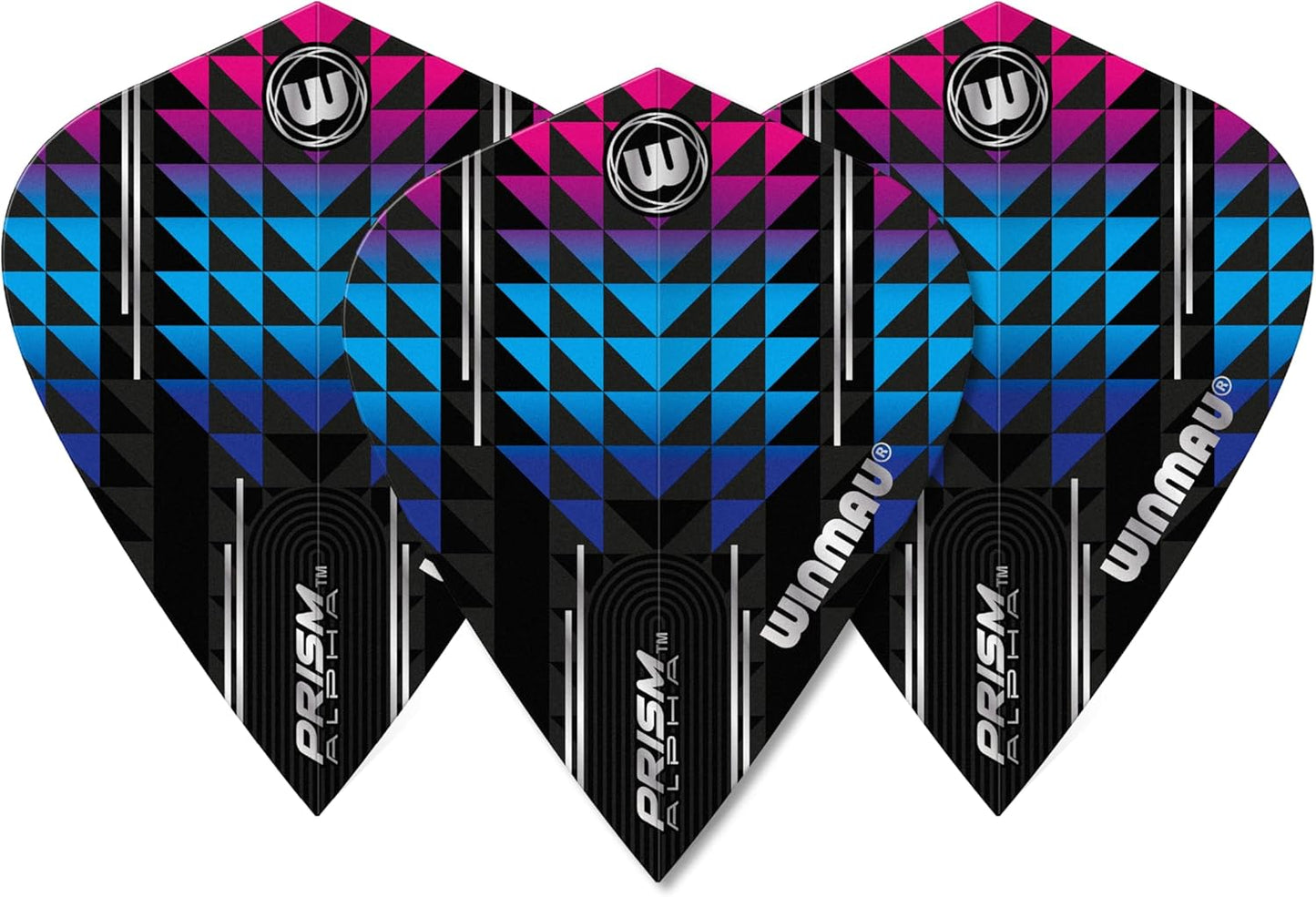 WINMAU Prism Alpha Black, Blue and Purple Kite Shape Dart Flights - 10 sets per pack (30 dart flights in total)