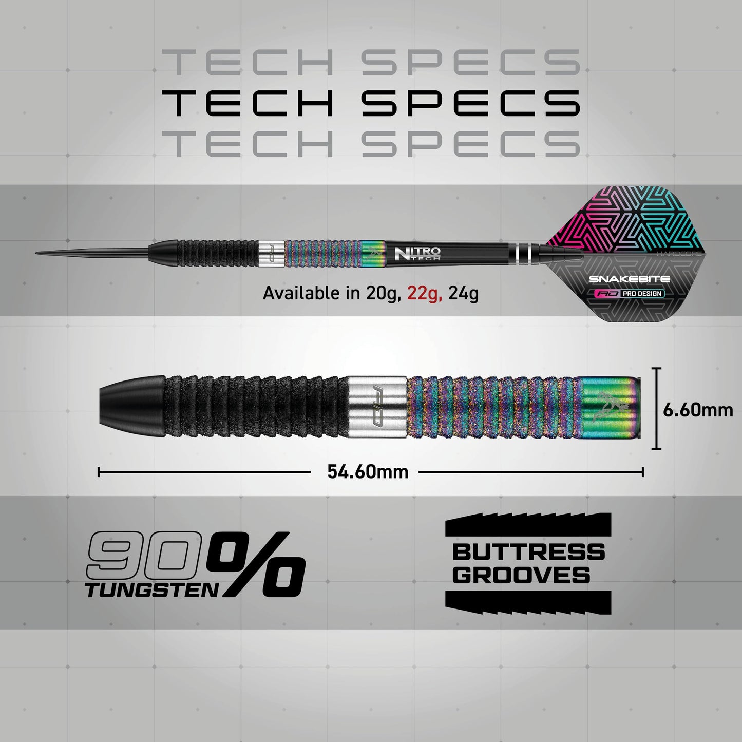 RED DRAGON Peter Wright Snakebite World Champion Diamond Fusion SE Professional Darts Set including Flights and Shafts (Stems)
