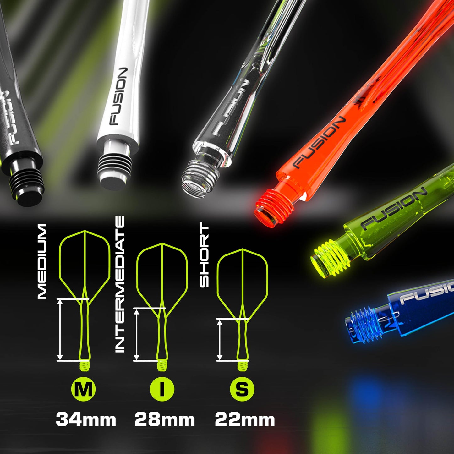 WINMAU Fusion Intergrated Dart Flight and Shaft System - 1 set per pack (3 flights and shafts in total)