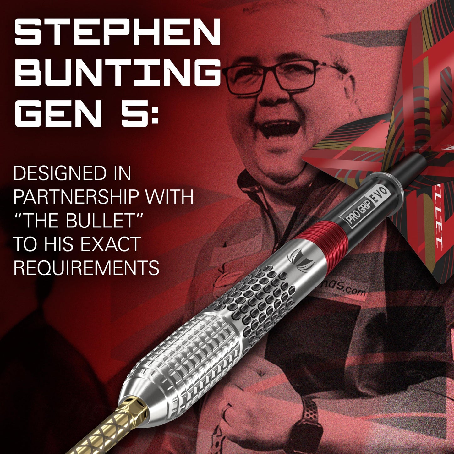 TARGET Darts Stephen Bunting G5 95% Tungsten Dart Set, Steel Tip Swiss Point Darts | Player Edition Darts with Swiss Points, 18G/22G/23G/25G Professional Darts Set, Swiss Point Tool Included