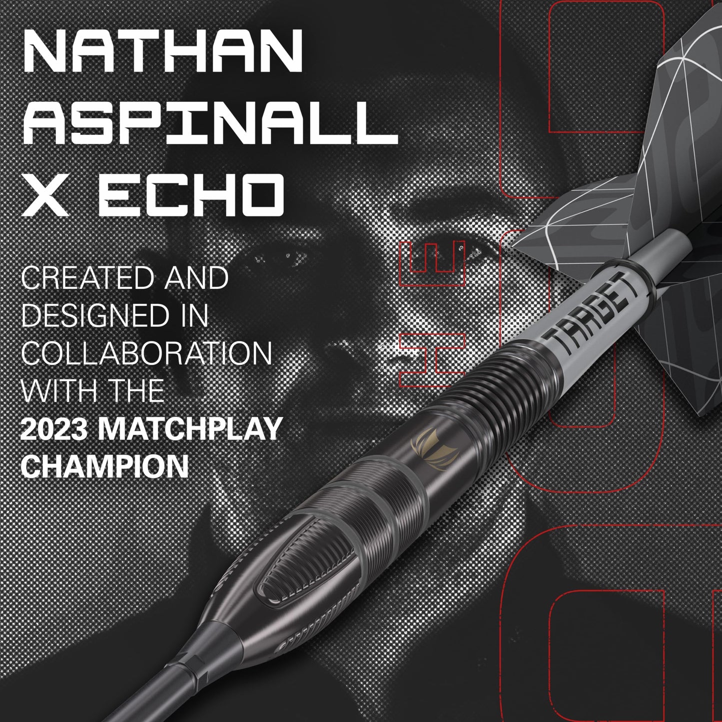 TARGET Darts Nathan Aspinall x ECHO 90% Tungsten Steel Tip Swiss Point Dart Set – ASP Player Edition Darts, Pro Grip Shafts & Pro Ultra No.2 Flights, SP Tool Included, Professional Darts Sets