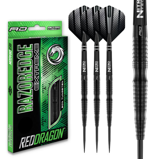 RED DRAGON Razor Edge Extreme Professional Tungsten Darts Set with Flights and Stems