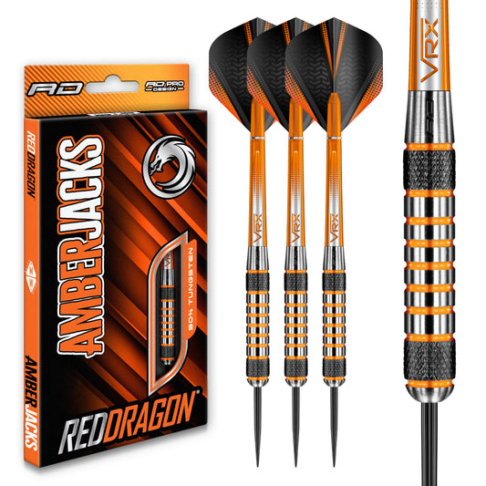 RED DRAGON Amberjack Series Darts Set with Flights and Shafts (Stems)