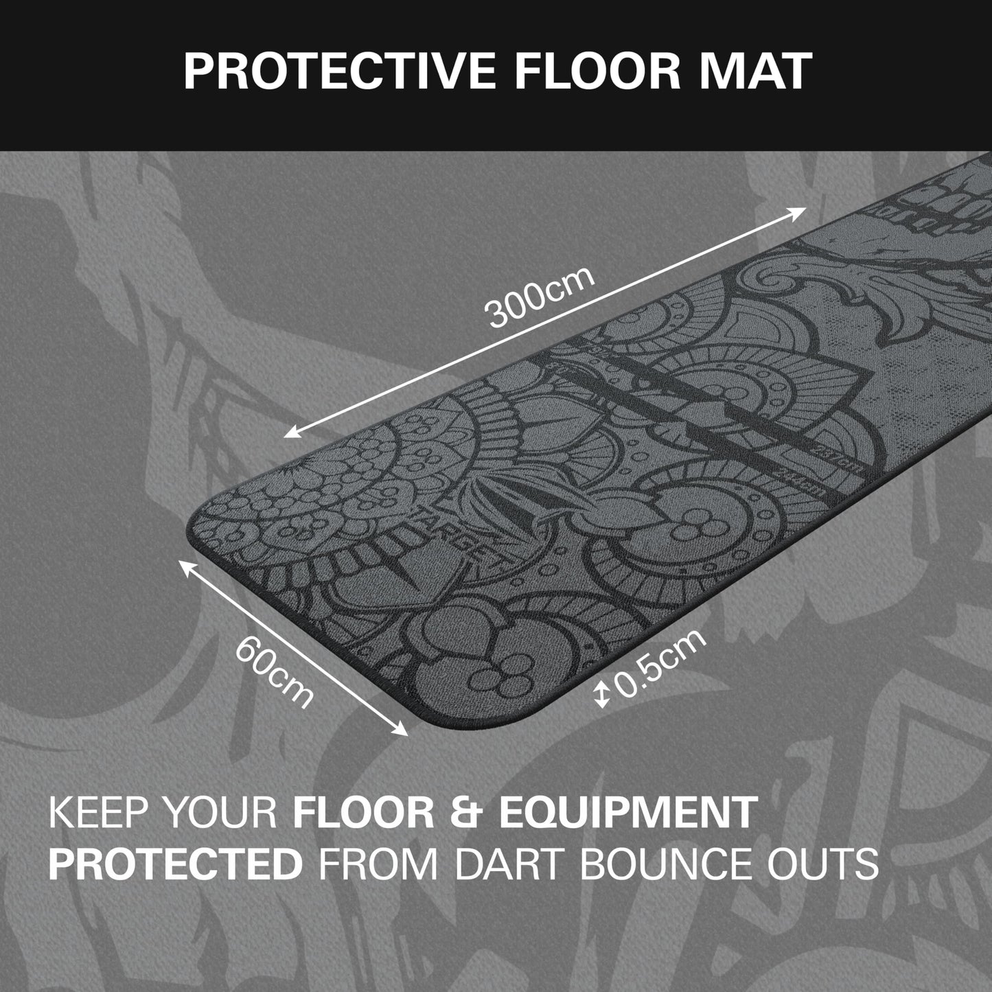 TARGET Darts Dart Mat - World Champions/INK/Mod | Dart Oche Mat with Soft Tip and Steel Tip Throw Line Distances | Non Slip Carpet Mats for Floor and Dart Tips Protection | Darts Accessories UK