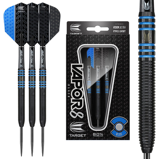 Target Darts Vapor 8 Black 80% Tungsten Steel Tip Darts Set