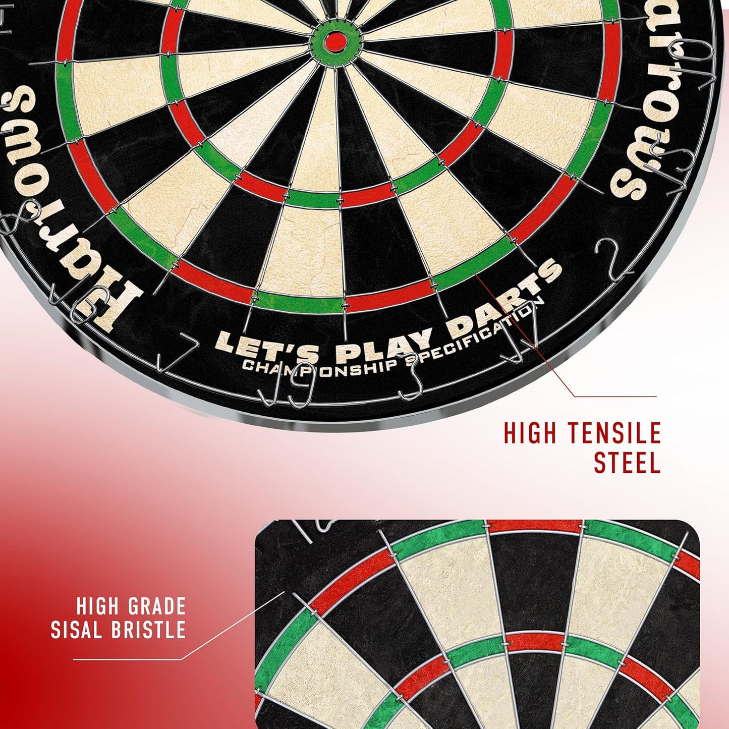 Harrows Dart Board Let’s Play Set, Dartboard Official Size I Darts Board with 6 Darts I Compatible with Dart Board Stand, Dart Board Lighting, Dartboard Cabinet I 6 Darts Set with Board