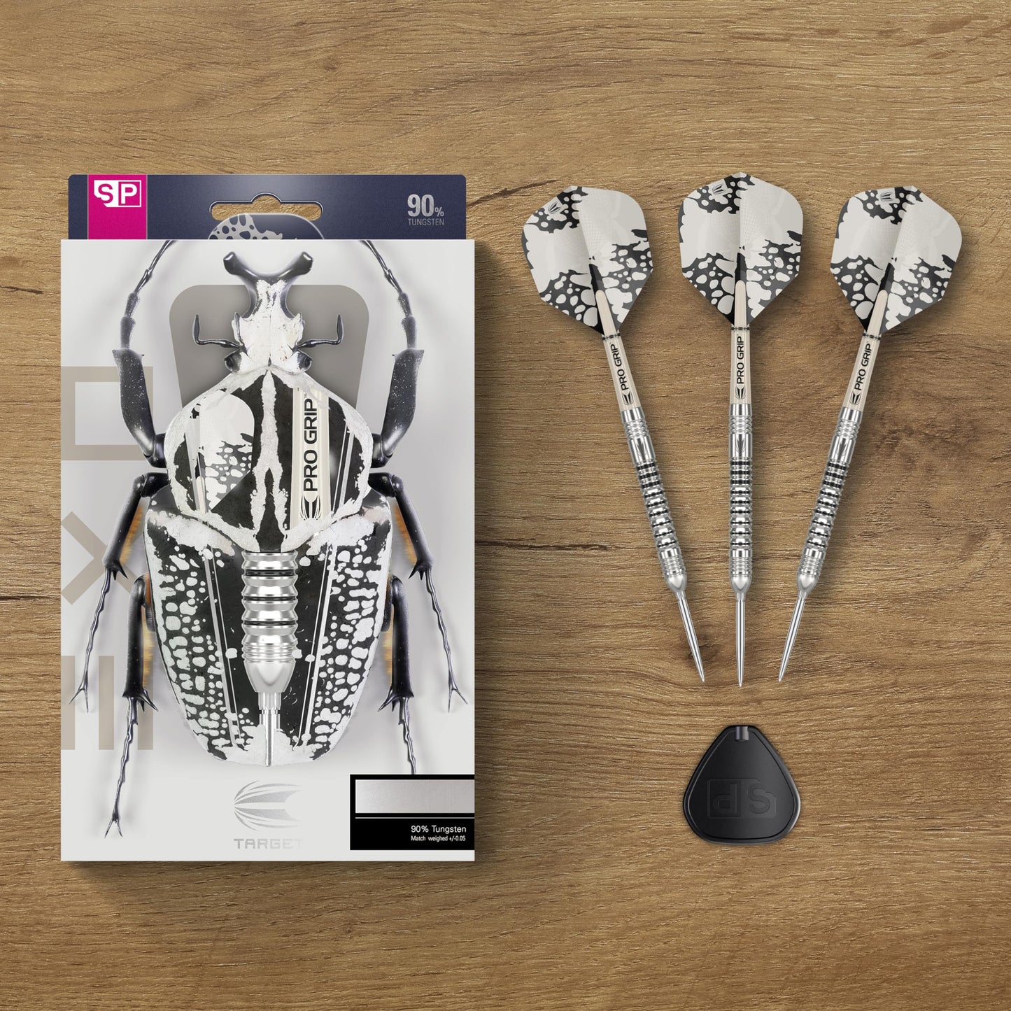 TARGET Darts EXO Edition 90% Tungsten Steel Tip Darts Set – Steel Point Dart Sets, Swiss Point Darts with Pro Grip Shafts and No.6 Flights, SP Tool Included | Professional Dart Sets