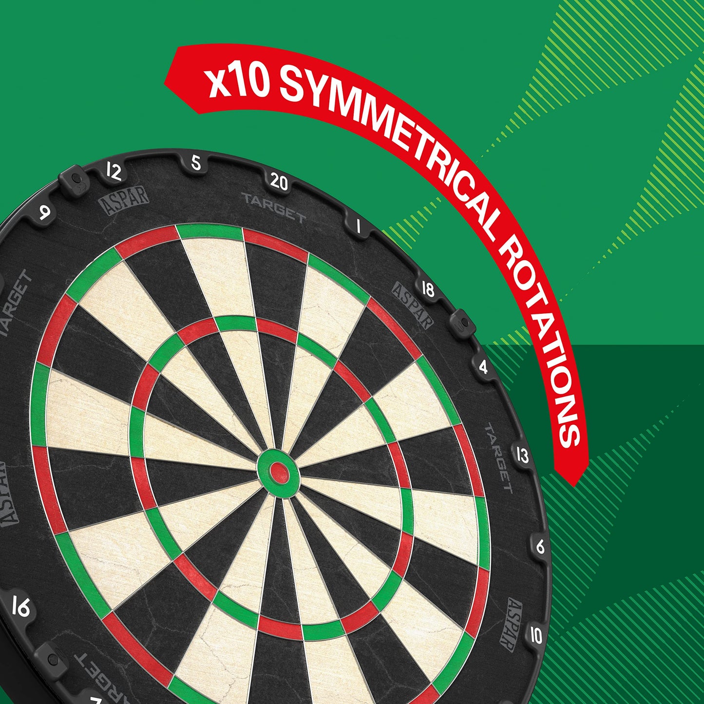 Target Darts Aspar Dart Board | Steel Tip Dartboard with Self Recovering Sisal Bristles & Rotational Score Ring | Thin Wire Regulation Competition Size Dart Board Set | Professional Darts Accessories