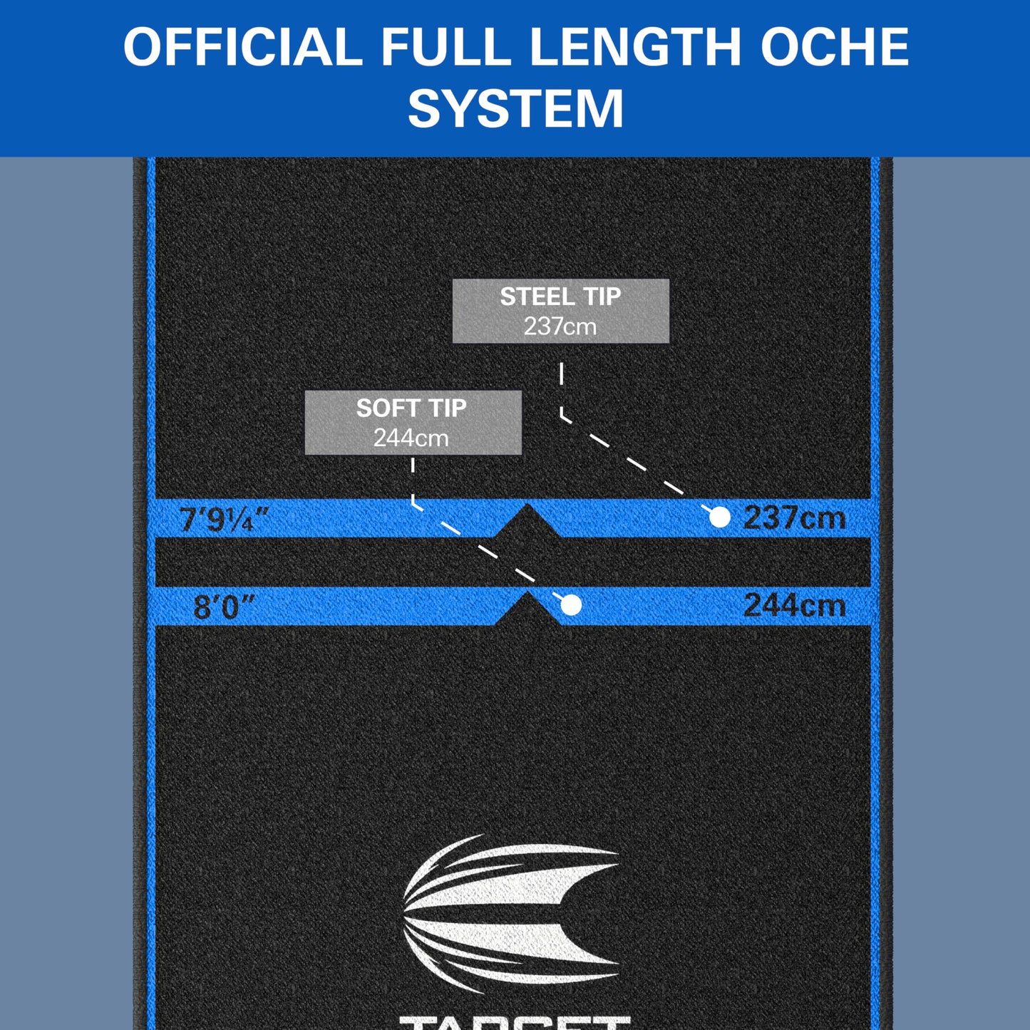 TARGET Darts Dart Mat - World Champions/INK/Mod | Dart Oche Mat with Soft Tip and Steel Tip Throw Line Distances | Non Slip Carpet Mats for Floor and Dart Tips Protection | Darts Accessories UK