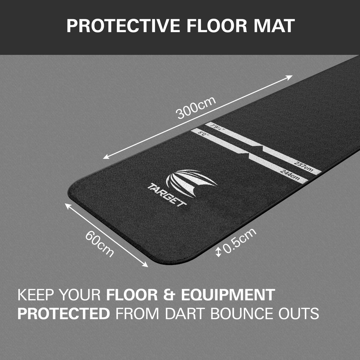 TARGET Darts Dart Mat - World Champions/INK/Mod | Dart Oche Mat with Soft Tip and Steel Tip Throw Line Distances | Non Slip Carpet Mats for Floor and Dart Tips Protection | Darts Accessories UK