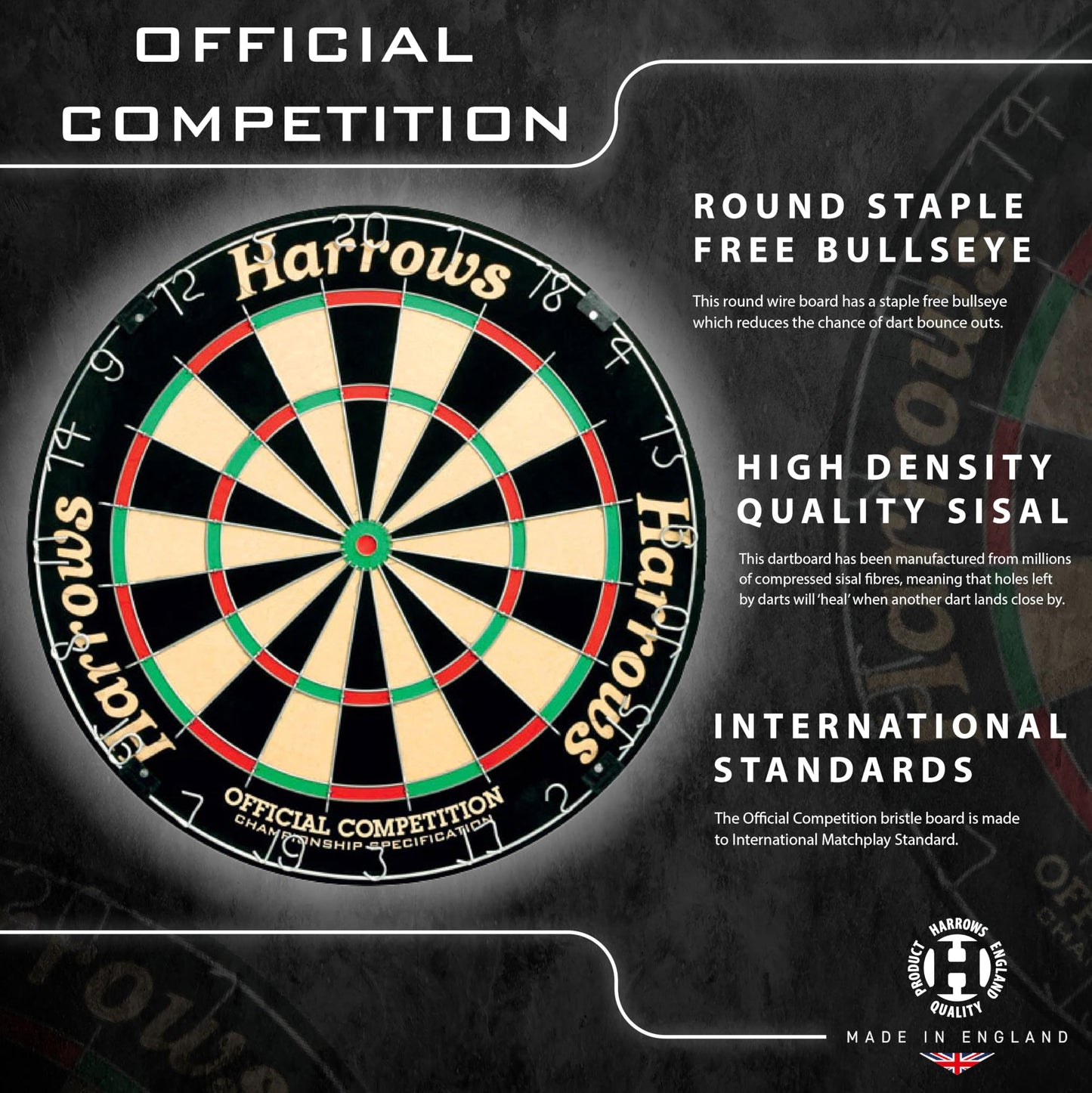 Harrows Dart Boards I Dartboard Official Size I Darts Board with Ultra Thin Knife Wire for Maximum Scoring I Compatible with Dart Board Stand, Dart Board Lighting, Dartboard Cabinet