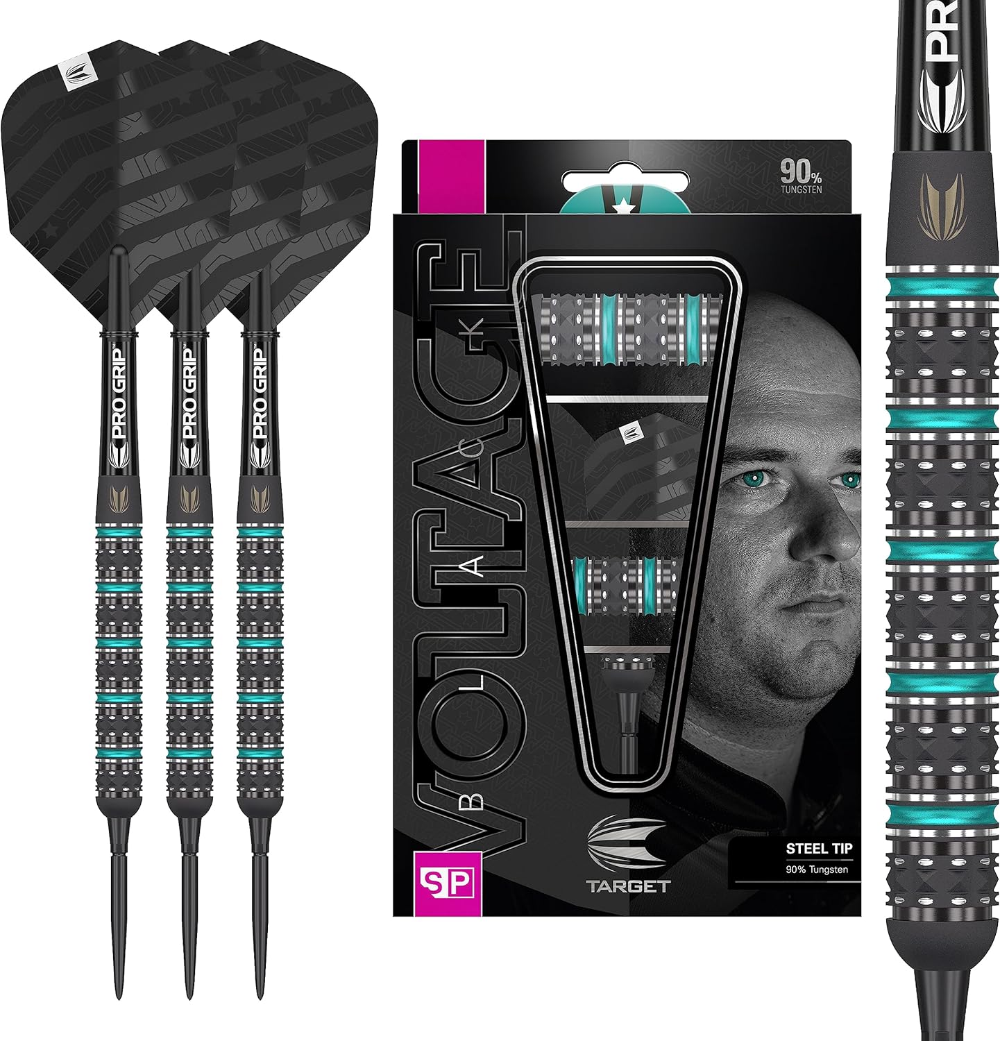 Target Darts Rob Cross Black Edition 90% Tungsten Swiss Point Steel Tip Darts Set