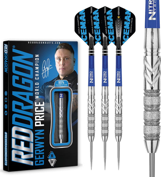 Gerwyn Price Iceman Element 24g Tungsten Darts Set with Flights and Stems