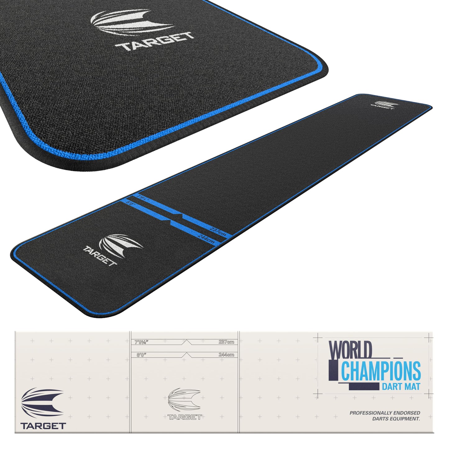 TARGET Darts Dart Mat - World Champions/INK/Mod | Dart Oche Mat with Soft Tip and Steel Tip Throw Line Distances | Non Slip Carpet Mats for Floor and Dart Tips Protection | Darts Accessories UK