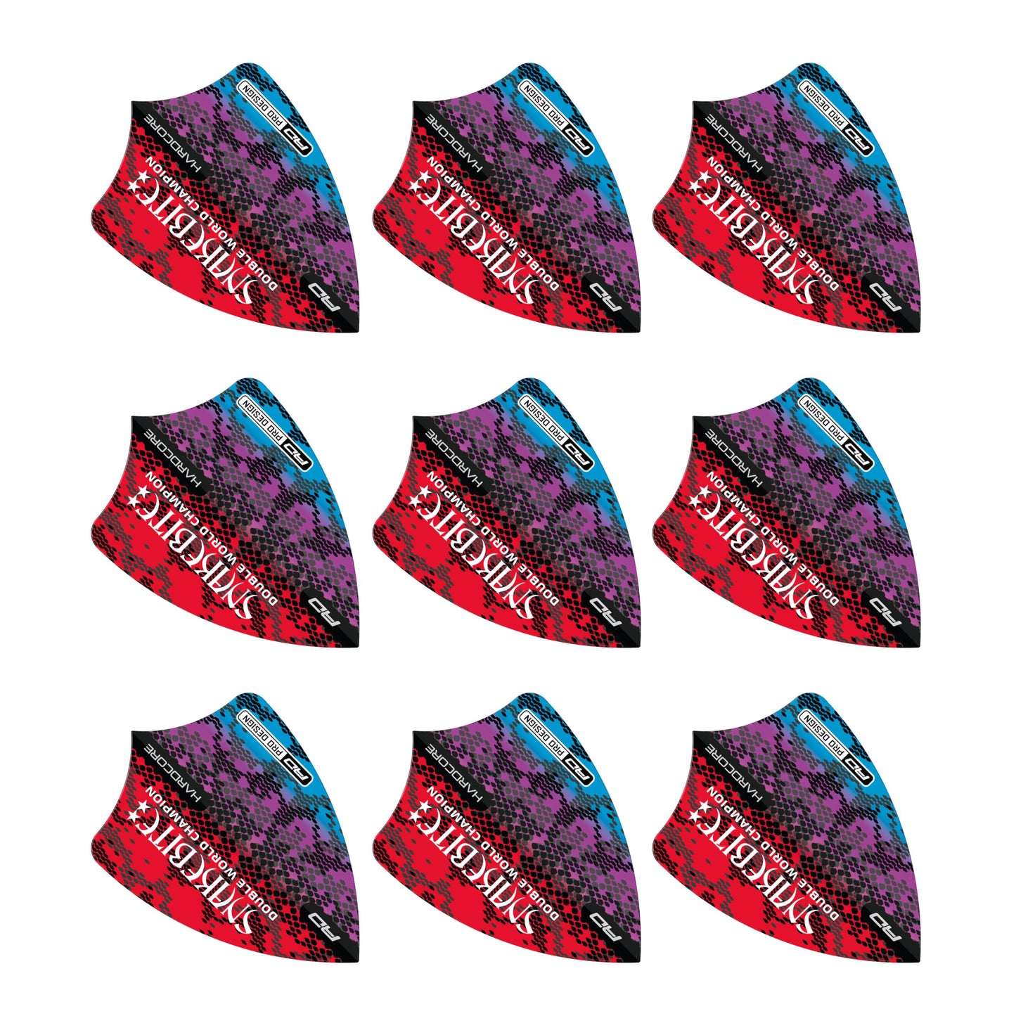 RED DRAGON Hardcore Freestyle Dart Flights- 3 Sets Per Pack (9 Dart Flights in total)