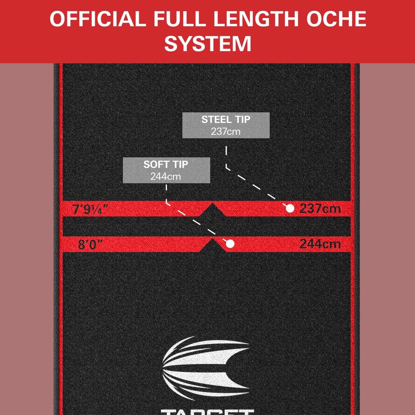 TARGET Darts Dart Mat - World Champions/INK/Mod | Dart Oche Mat with Soft Tip and Steel Tip Throw Line Distances | Non Slip Carpet Mats for Floor and Dart Tips Protection | Darts Accessories UK