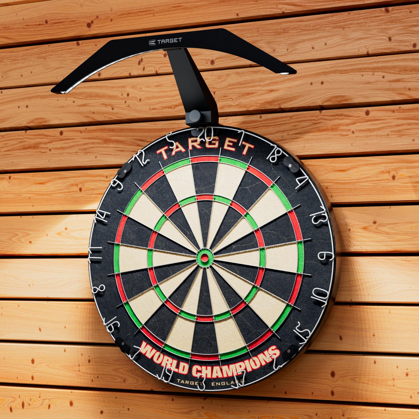 Target Darts World Championship Dartboard Set Bundle | Arc Dart Boards Light System, Full Length Darts Oche Mat, Dart Board Surround (Black or Red Option) | 5 Bundle Options