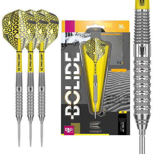 TARGET Darts Bolide 90% Tungsten Swiss Point Steel Tip Darts Set of 3 | Featuring Pro Grip Dart Stems, Number 6 Dart Flights, Swiss Points | Professional Darts